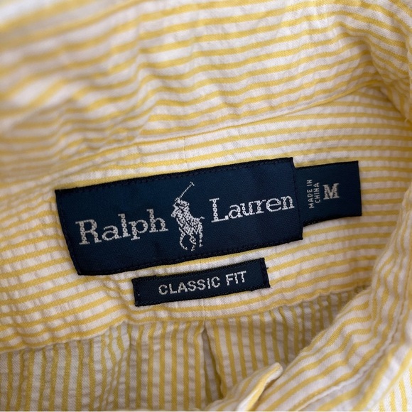 Ralph Lauren Men’s Classic Fit Button Down Seersucker Short Sleeve Size Medium - Picture 3 of 7